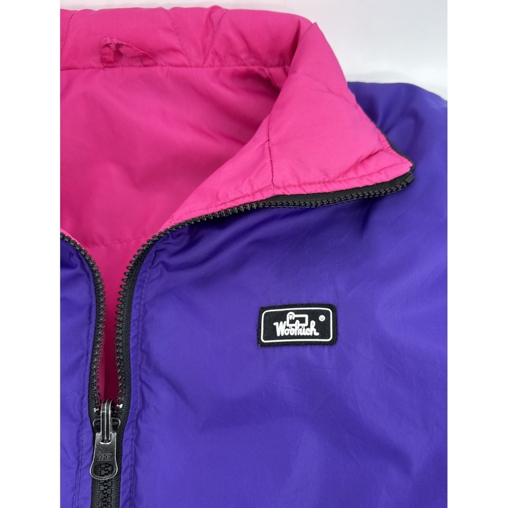 Woolrich Reversible Down Puffer Jacket Women's L Plum‎ Pink Vintage